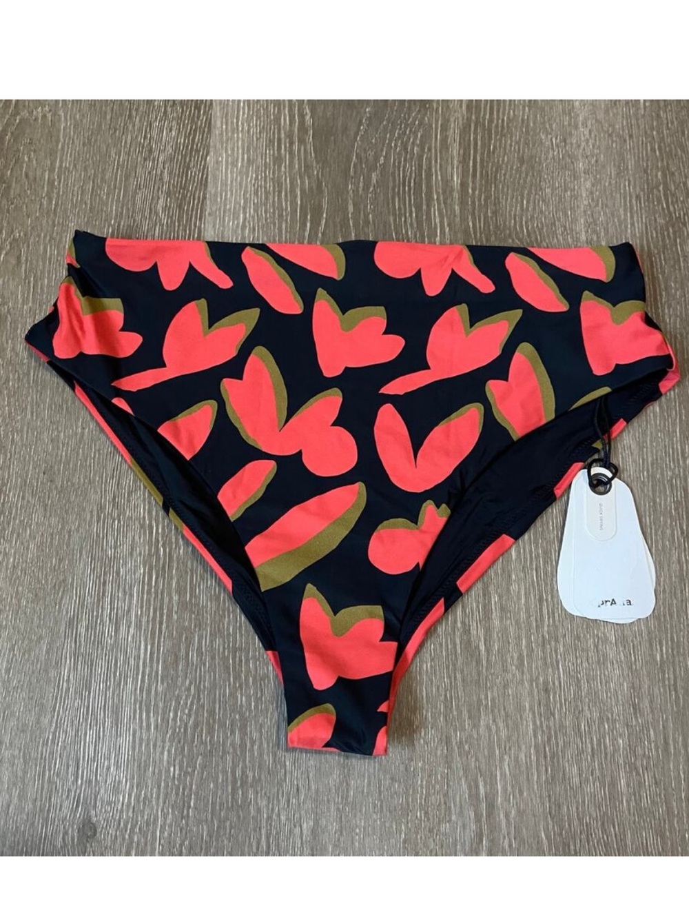 NWT prAna Lahari High Rise Swim Bottoms in Rose Fire Indo Disco - Medium
